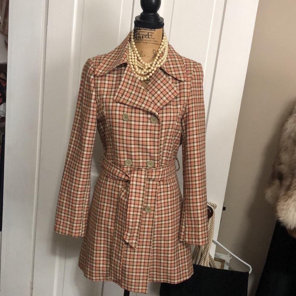 NICOLE MILLER • Beautiful Plaid Double-Breasted Trench Coat - Picture 3 of 16